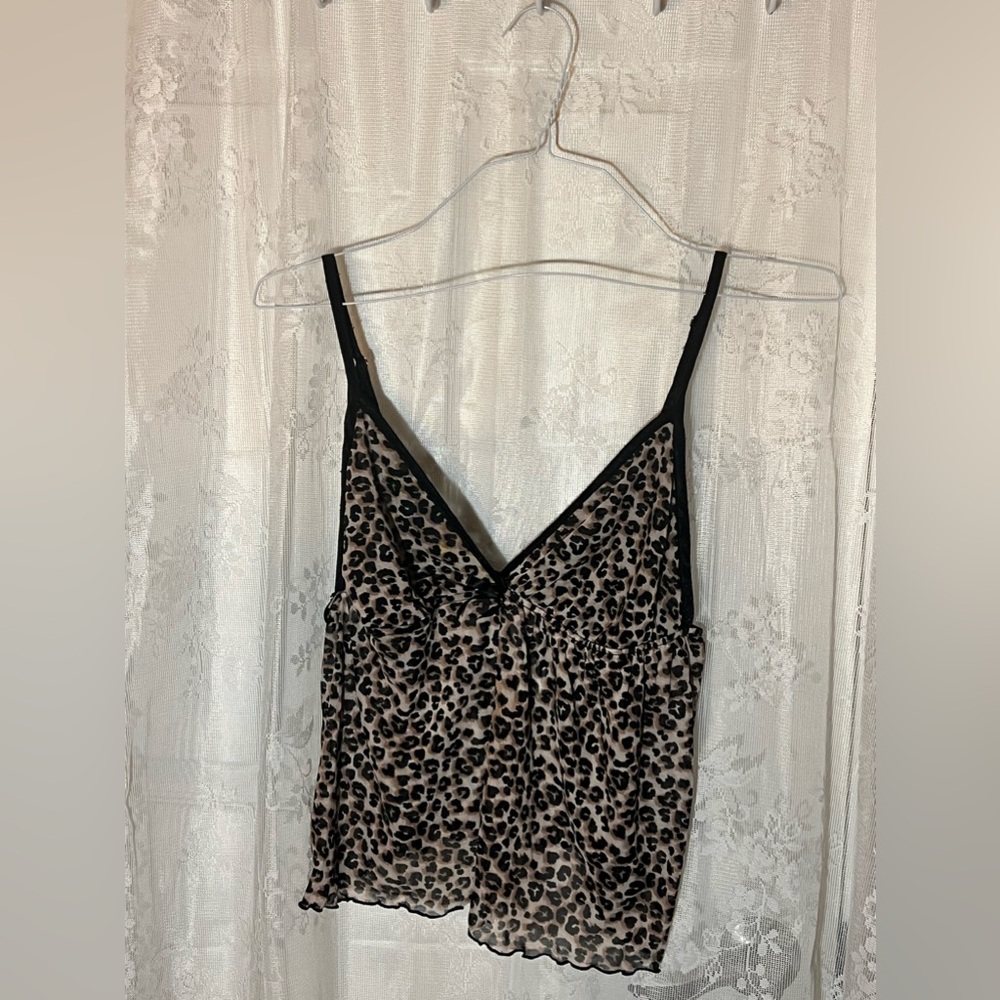 Y2K Forever 21 Cheetah Print Tank-top w/ Black Bow, (Sized XL but I wear S)